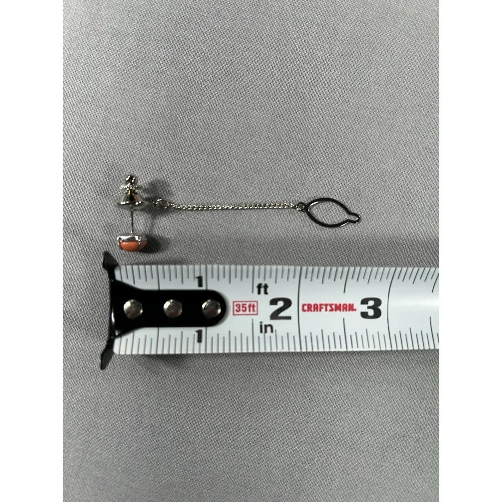 Coral tie clip and tie pin with box coral bead set in‎ silver tone men's fashion